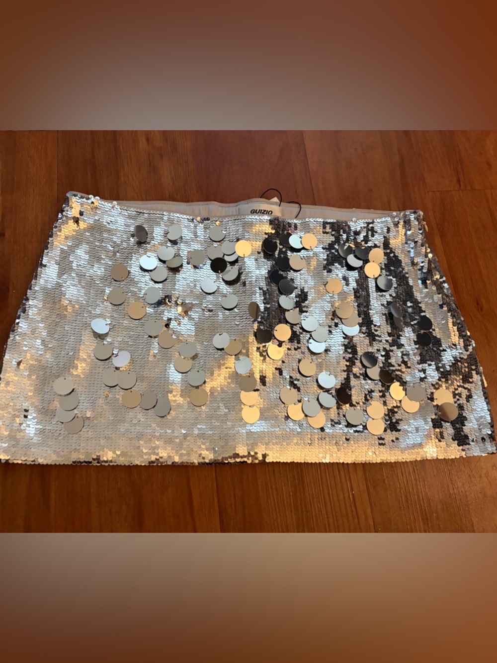 Danielle Guizio Silver Sequin Mini Skirt